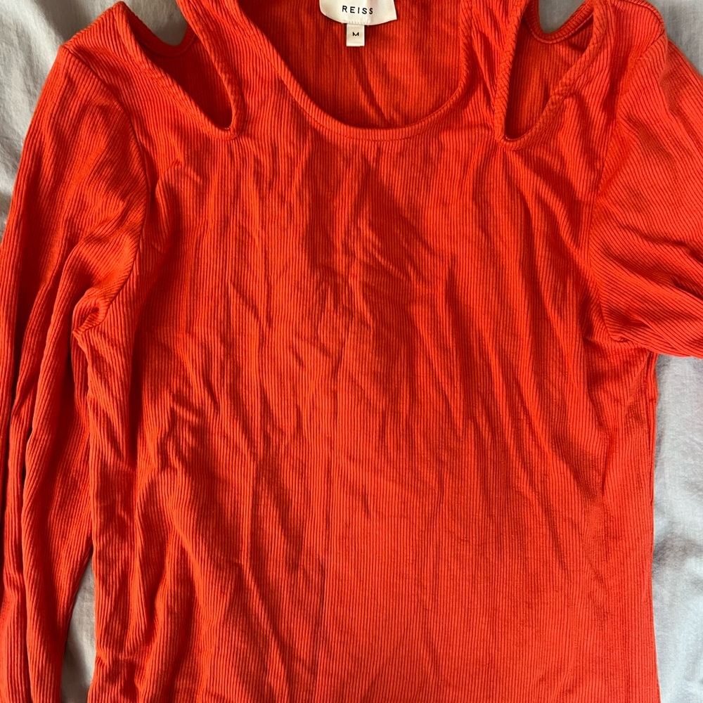 Reiss Vibrant Orange Long Sleeve Top